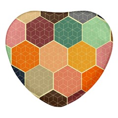 Abstract Hex Hexagon Grid Pattern Honeycomb Heart Glass Fridge Magnet (4 Pack) by Proyonanggan