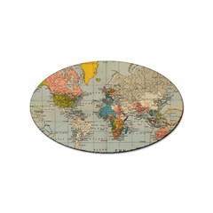 Vintage World Map Sticker (oval) by Loisa77