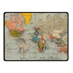 Vintage World Map Two Sides Fleece Blanket (small) by Loisa77