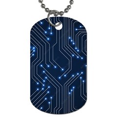 Seamless Pattern Of Glowing Circuit Board Neon Technology Dog Tag (one Side) by Loisa77