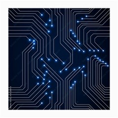 Seamless Pattern Of Glowing Circuit Board Neon Technology Medium Glasses Cloth by Loisa77