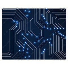 Seamless Pattern Of Glowing Circuit Board Neon Technology Two Sides Premium Plush Fleece Blanket (teen Size) by Loisa77