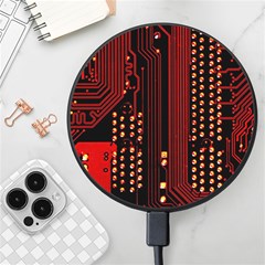 Red Circuit Board Texture Red Circuit Digital Texture Circuit Board Red Technology Wireless Fast Charger(black) by Loisa77