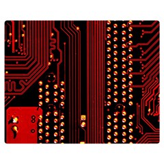 Red Circuit Board Texture Red Circuit Digital Texture Circuit Board Red Technology Premium Plush Fleece Blanket (medium) by Loisa77