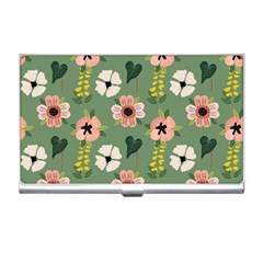 Flower Green Pink Pattern Floral Business Card Holder by anzea