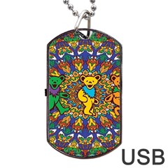 Dead Dancing Bears Grateful Dead Pattern Dog Tag Usb Flash (one Side) by Grandong