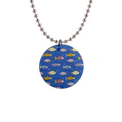 Sea Fish Blue Submarine Animals 1  Button Necklace by Loisa77