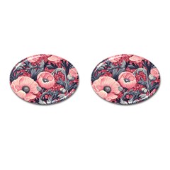 Vintage Floral Poppies Cufflinks (oval) by Grandong