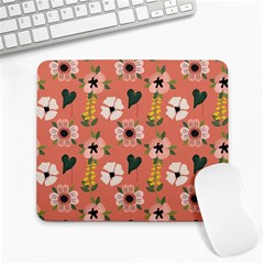 Flower Pink Brown Pattern Floral Large Mousepad by anzea