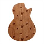 Flower Green Pink Pattern Floral Guitar Shape Wood Guitar Pick Holder Case And Picks Set Front