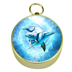 Dolphin Blue Fantasy Gold Compasses by Loisa77