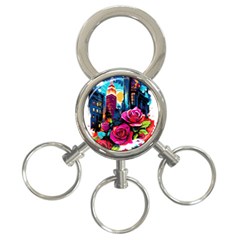 City Rose 2-gigapixel-art-scale-4 00x 3-ring Key Chain by BrightWear