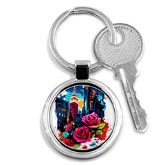 City Rose 2-gigapixel-art-scale-4 00x Key Chain (round) by BrightWear