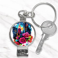 City Rose 2-gigapixel-art-scale-4 00x Nail Clippers Key Chain by BrightWear