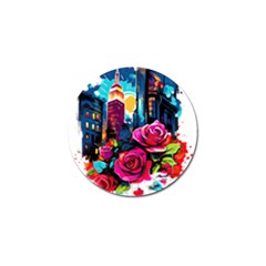 City Rose 2-gigapixel-art-scale-4 00x Golf Ball Marker by BrightWear