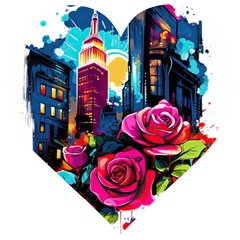 City Rose 2-gigapixel-art-scale-4 00x Wooden Puzzle Heart by BrightWear