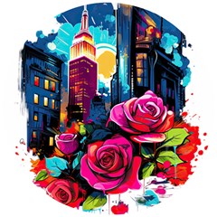 City Rose 2-gigapixel-art-scale-4 00x Wooden Puzzle Round by BrightWear