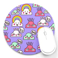 Cloud Seamless Pattern Round Mousepad by Apen