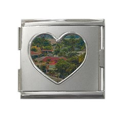 Samborondon District Aerial View Shot, Guayas, Ecuador Mega Link Heart Italian Charm (18mm) by dflcprintsclothing