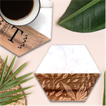 Background Pattern Leaves Texture Marble Wood Coaster (Hexagon)  Front