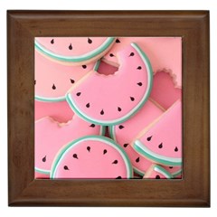 Aesthetic Cute Kawaii Watermelon Framed Tile by Perong