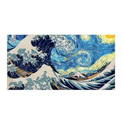 The Great Wave Of Kanagawa Painting Satin Wrap 35  X 70  by Perong