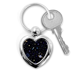 Starry Night  Space Constellations  Stars  Galaxy  Universe Graphic  Illustration Key Chain (heart) by Grandong