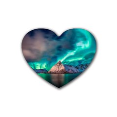 Amazing Aurora Borealis Colors Rubber Heart Coaster (4 Pack) by Grandong