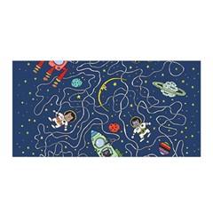 Cat Space Astronaut Rocket Maze Satin Wrap 35  X 70  by Perong