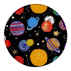 Space Galaxy Art Cute Art Round Glass Fridge Magnet (4 Pack) by Perong