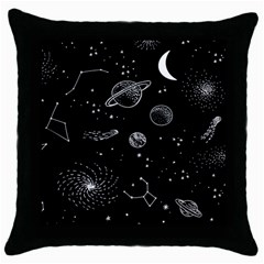 Black Space Drawing Art Planet Drawing Stars Black Space Galaxy Outer Space Throw Pillow Case (black) by Perong