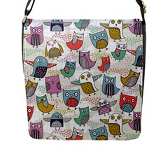 Owl Animal Bird Pattern Flap Closure Messenger Bag (l) by Perong