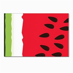 Watermelon Black Green Melon Red Postcards 5  X 7  (pkg Of 10) by Cemarart