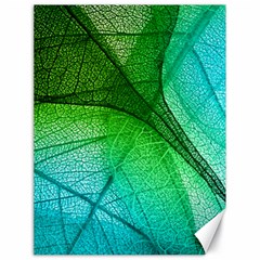 3d Leaves Texture Sheet Blue Green Canvas 18  X 24  by Cemarart