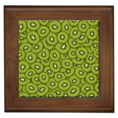 Kiwi Fruit Pattern Green Background Framed Tile by Paksenen