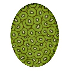 Kiwi Fruit Pattern Green Background Oval Glass Fridge Magnet (4 Pack) by Paksenen