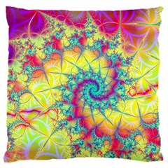 Fractal Spiral Abstract Background Vortex Yellow 16  Baby Flannel Cushion Case (two Sides) by Ket1n9