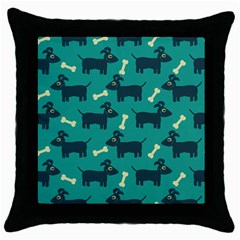 Happy Dogs Animals Pattern Throw Pillow Case (black) by Ket1n9