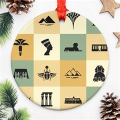 Egyptian Flat Style Icons Ornament (round) by Bedest