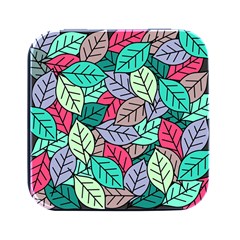 Pattern Leaves Background Nature Square Metal Box (black) by Proyonanggan