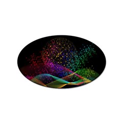 Particles Waves Line Multicoloured Sticker (oval) by Proyonanggan