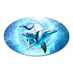 Dolphin Blue Sea Fantasy Oval Magnet Front