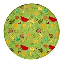 Art Fruits Pattern Round Glass Fridge Magnet (4 Pack) by Maspions