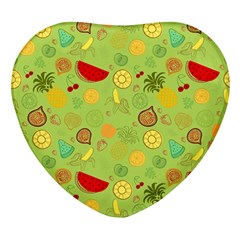 Art Fruits Pattern Heart Glass Fridge Magnet (4 Pack) by Maspions