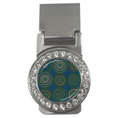 Mazipoodles Retro Circles Revisited- Teal Green White  Money Clips (cz)  by Mazipoodles