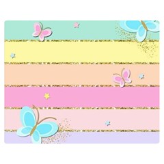 Pastel, Butterfly, Spring, Stripes, Premium Plush Fleece Blanket (medium) by kyorashop23