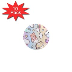 Usheen Carebears, Bears, Cat, Colorful, Cute, Pastel, Pattern 1  Mini Magnet (10 Pack)  by kyorashop23