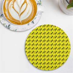 Fern Pattern 2 Yellow Uv Print Round Tile Coaster by snowwhitegirl