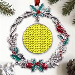 Fern Pattern 2 Yellow Metal X mas Wreath Holly Leaf Ornament by snowwhitegirl