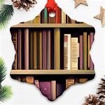 Books Bookshelves Office Fantasy Background Artwork Book Cover Apothecary Book Nook Literature Libra Snowflake Ornament (Two Sides) Front